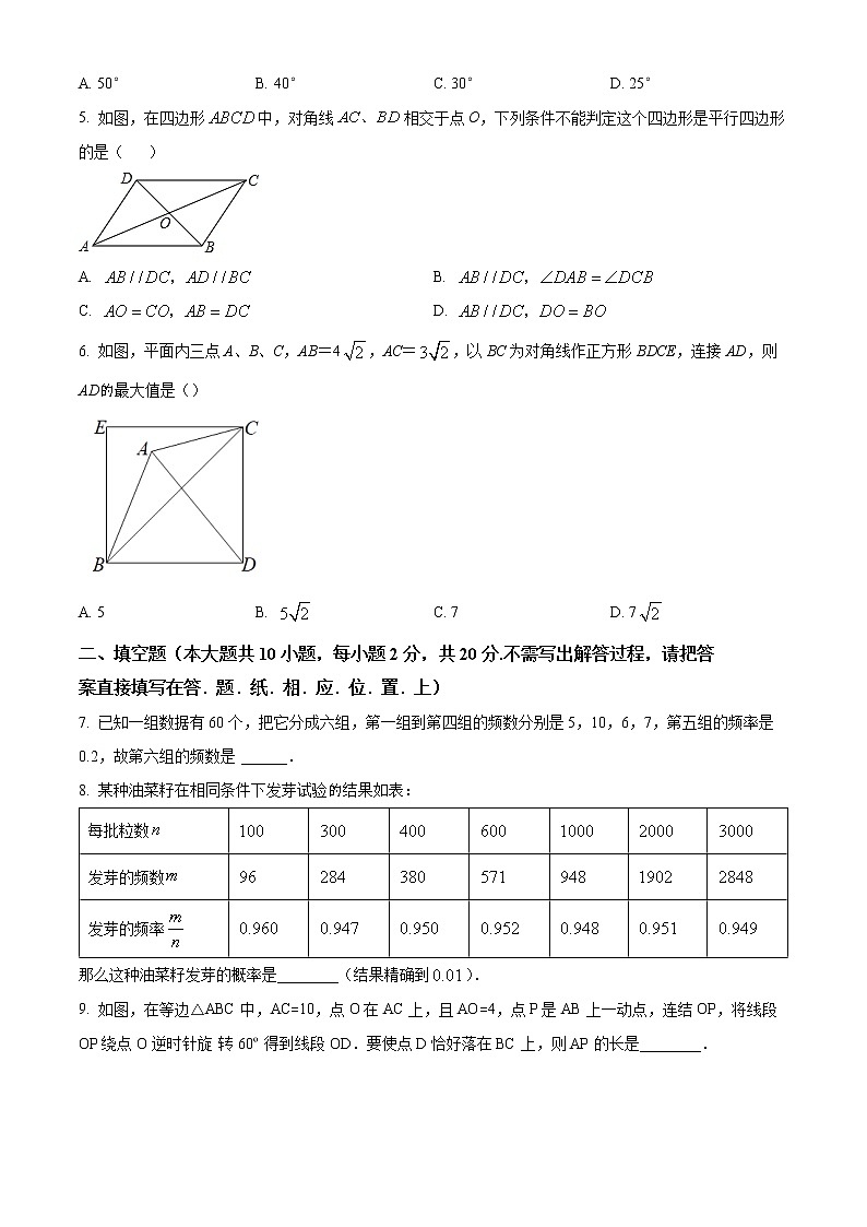 南京市鼓楼区南京师范大学附属中学树人学校2021-2022学年八年级3月月考数学试题（含解析）第2页