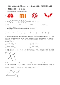 泰州市靖江实验学校2021-2022学年八年级3月月考数学试题（含解析）