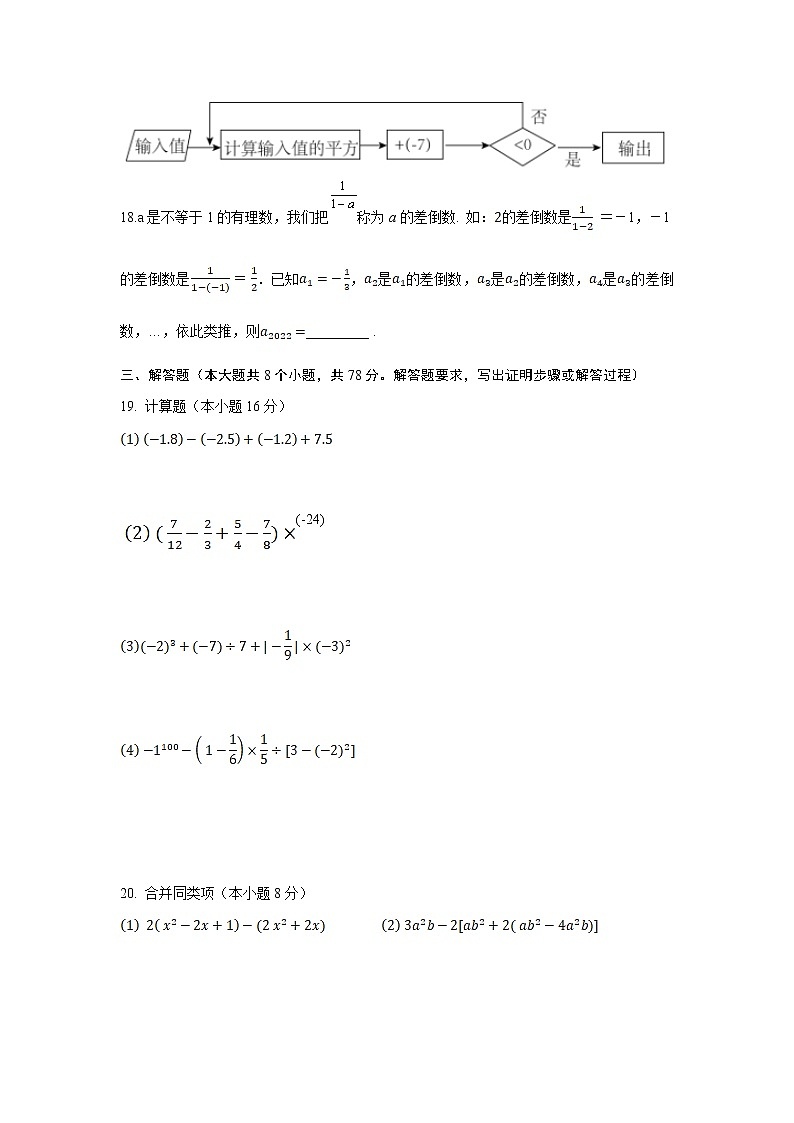 湖南省永州市新田县2022-2023学年七年级上学期期中质量监测数学试卷(含答案)第3页