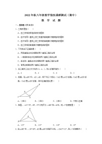 四川省绵阳市游仙区2022-2023学年八年级上学期教学情况调研测试卷（期中）数学试卷(含答案)