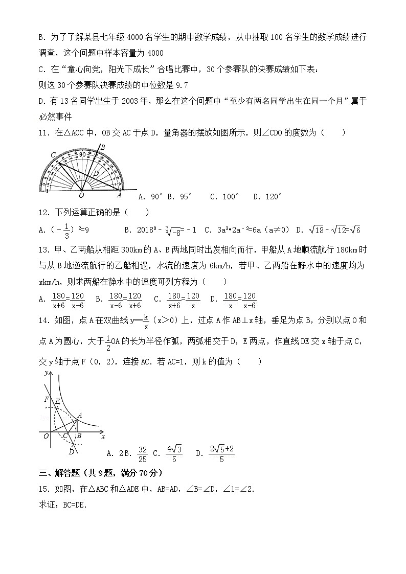 2018年云南省昆明市中考数学试题【含答案】第2页