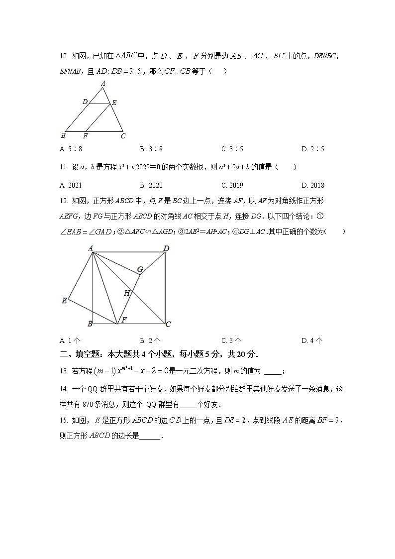 四川省攀枝花市西区2023届九年级上学期随堂练习（期中）数学试卷(含答案)第2页
