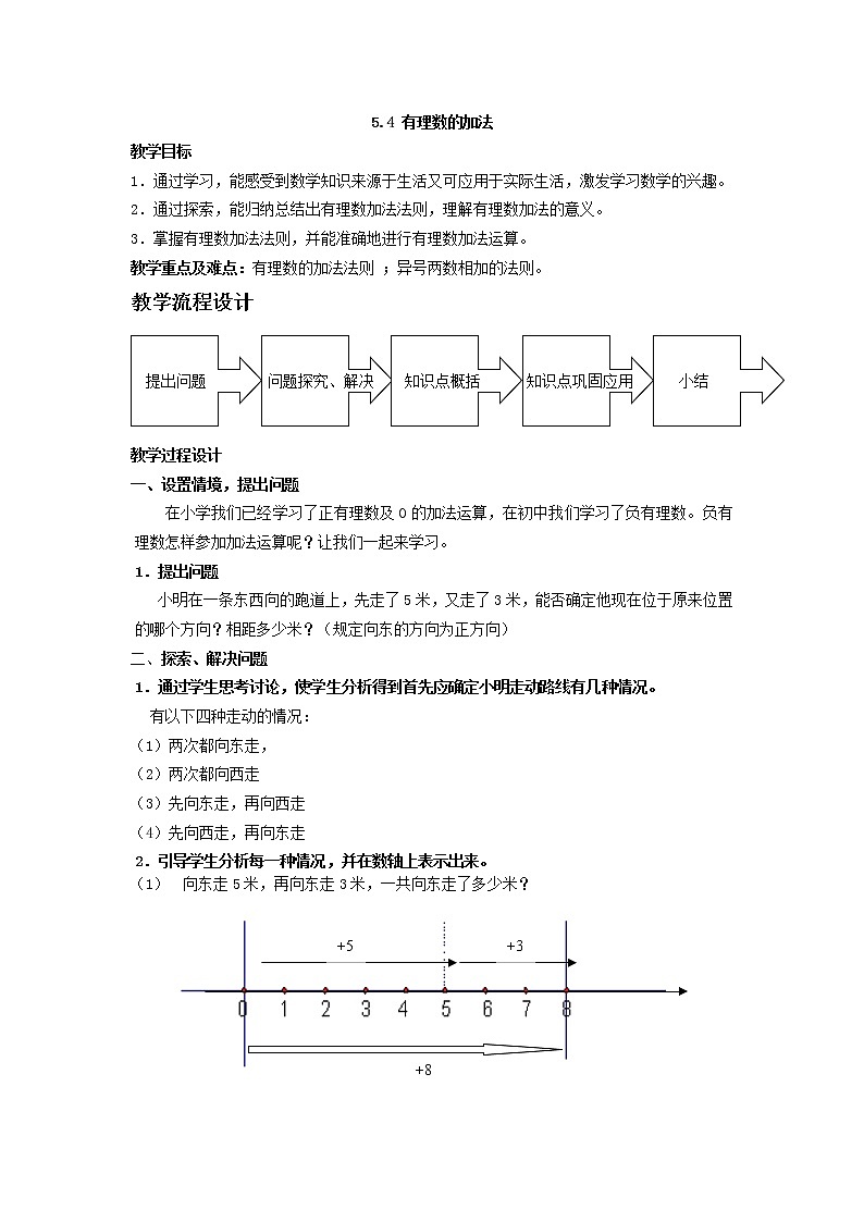 5.4 有理数的加法 教案第1页
