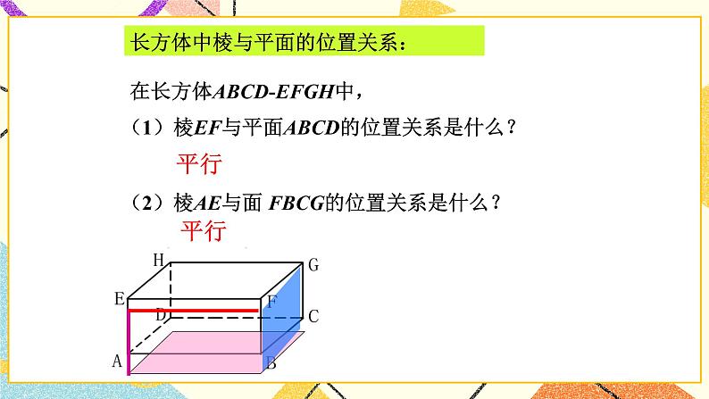 8.4长方体中棱与平面的位置关系的认识 课件第4页