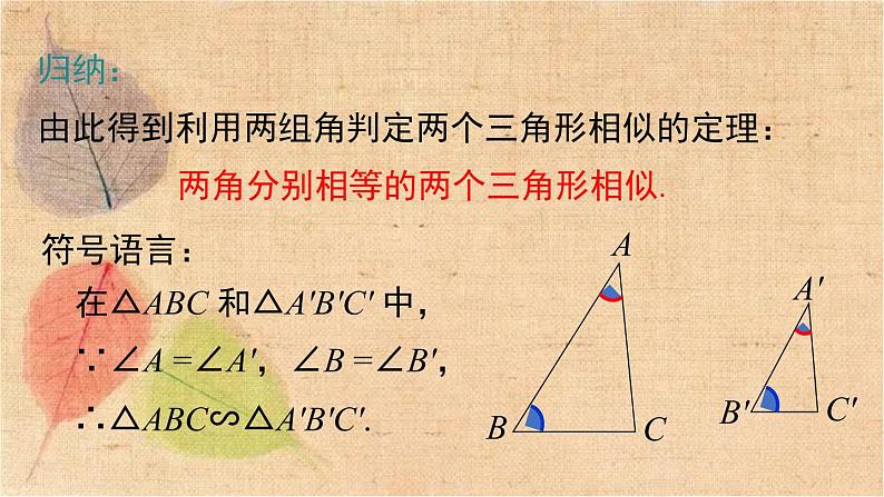 人教版数学九年级下册 27.2.1 第4课时 两角分别相等的两个三角形相似 课件第5页