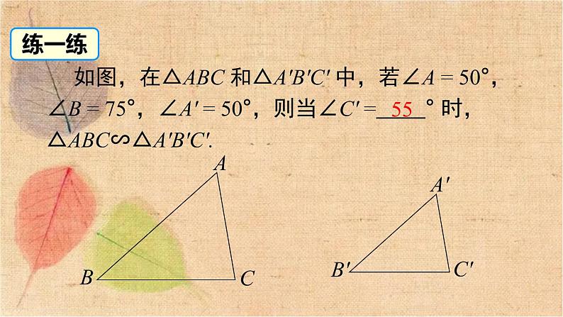 人教版数学九年级下册 27.2.1 第4课时 两角分别相等的两个三角形相似 课件第7页