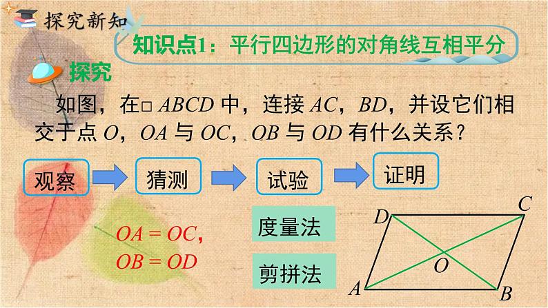 人教版数学八年级下册 18.1.1 第2课时 平行四边形的对角线的特征 课件第5页