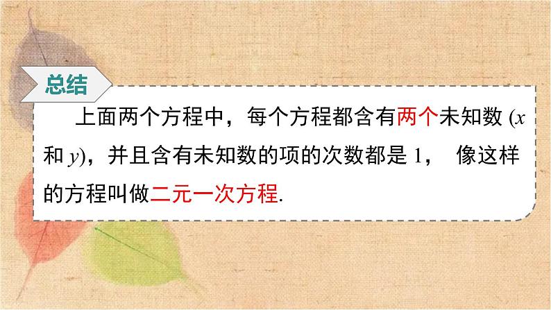 人教版数学七年级下册 8.1 二元一次方程组 课件07