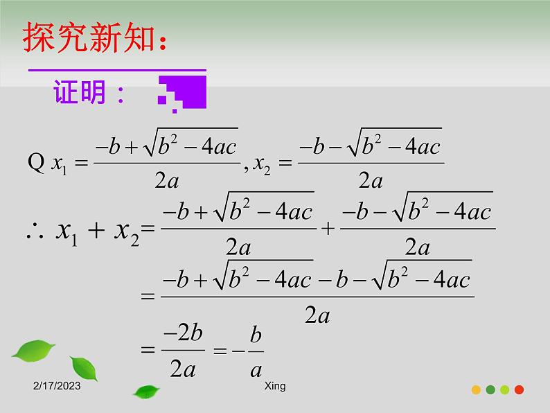 2.4 一元二次方程根与系数的关系(选学) 浙教版八年级数学下册课件第5页