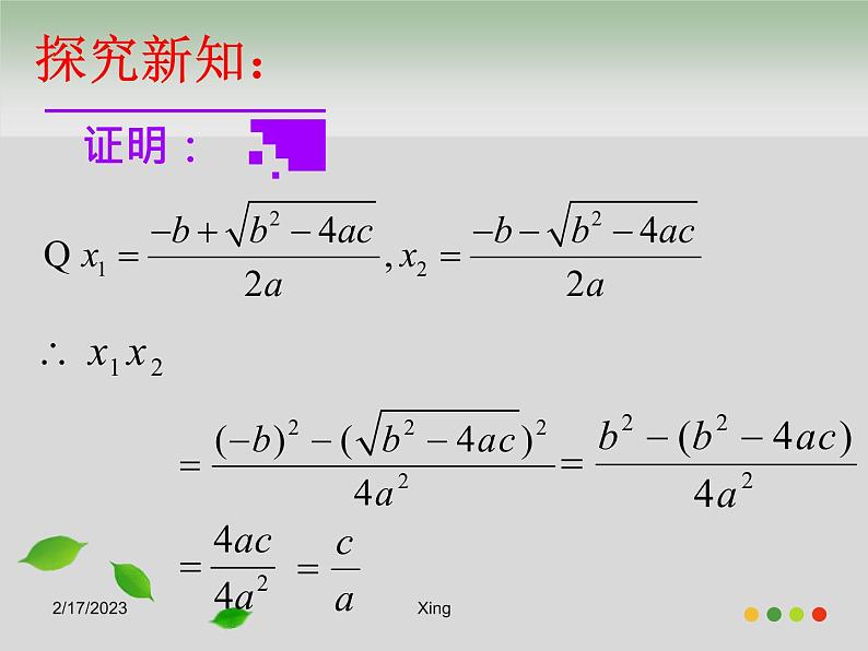 2.4 一元二次方程根与系数的关系(选学) 浙教版八年级数学下册课件第6页