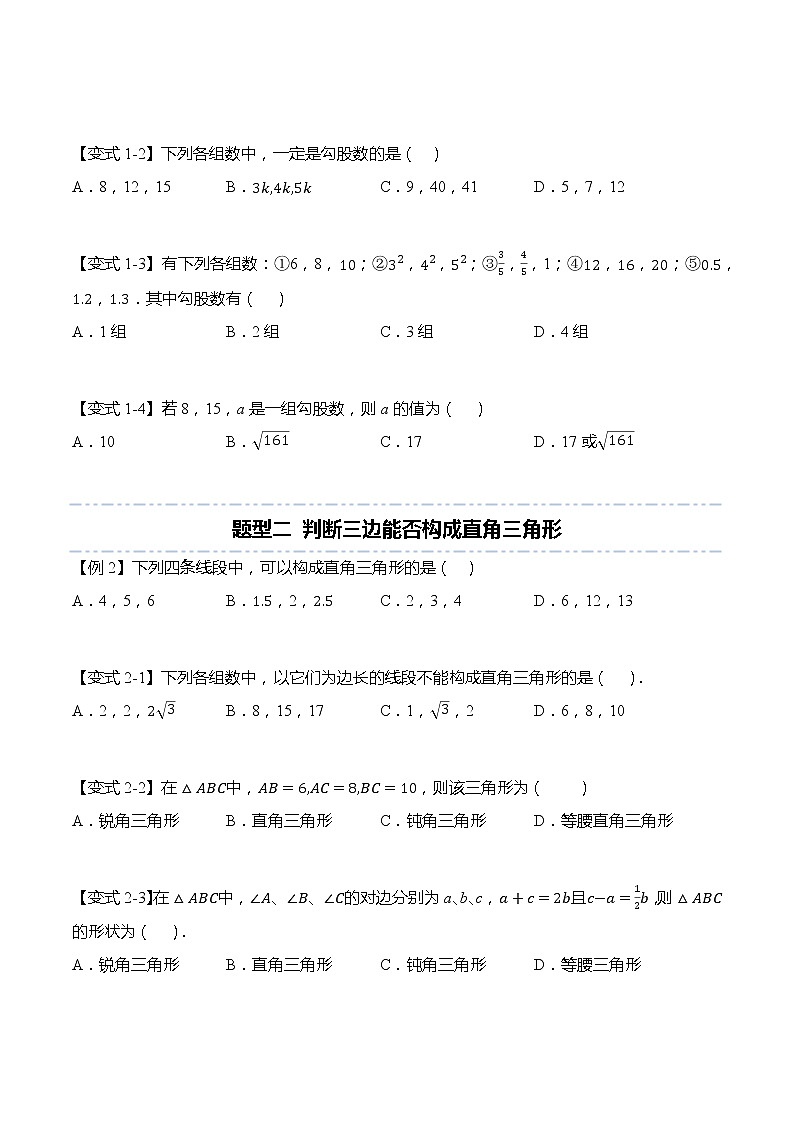 17.2 勾股定理的逆定理-【题型分类归纳】2022-2023学年八年级数学下册同步讲与练（人教版）03