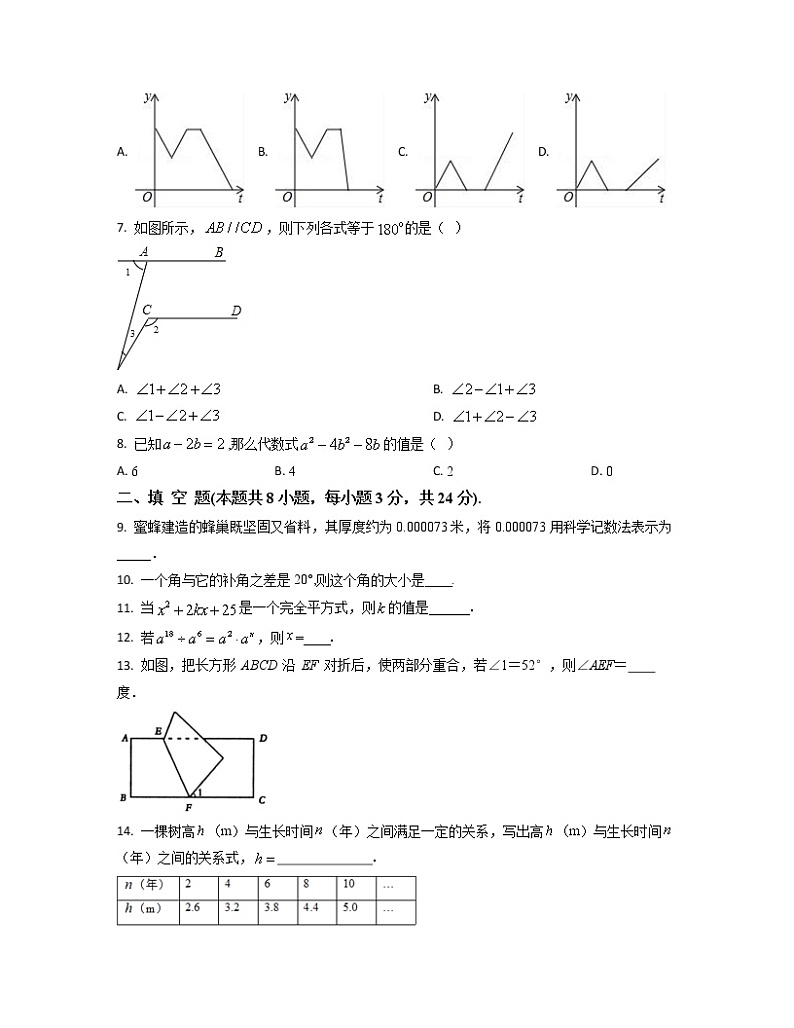 2022-2023学年福建省区域七年级下册数学期中专项提升模拟（AB卷）含解析第2页