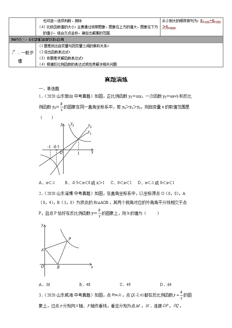  2022-2023 数学华师大版中考考点经典导学 考点11反比例函数（原卷版）第2页