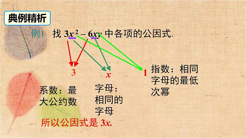 北师大版数学八年级下册 4.2 第1课时 提公因式为单项式的因式分解 课件04