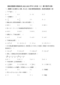 精品解析：湖南省衡阳市衡南县2022-2023学年七年级上学期期中数学试卷（含答案）