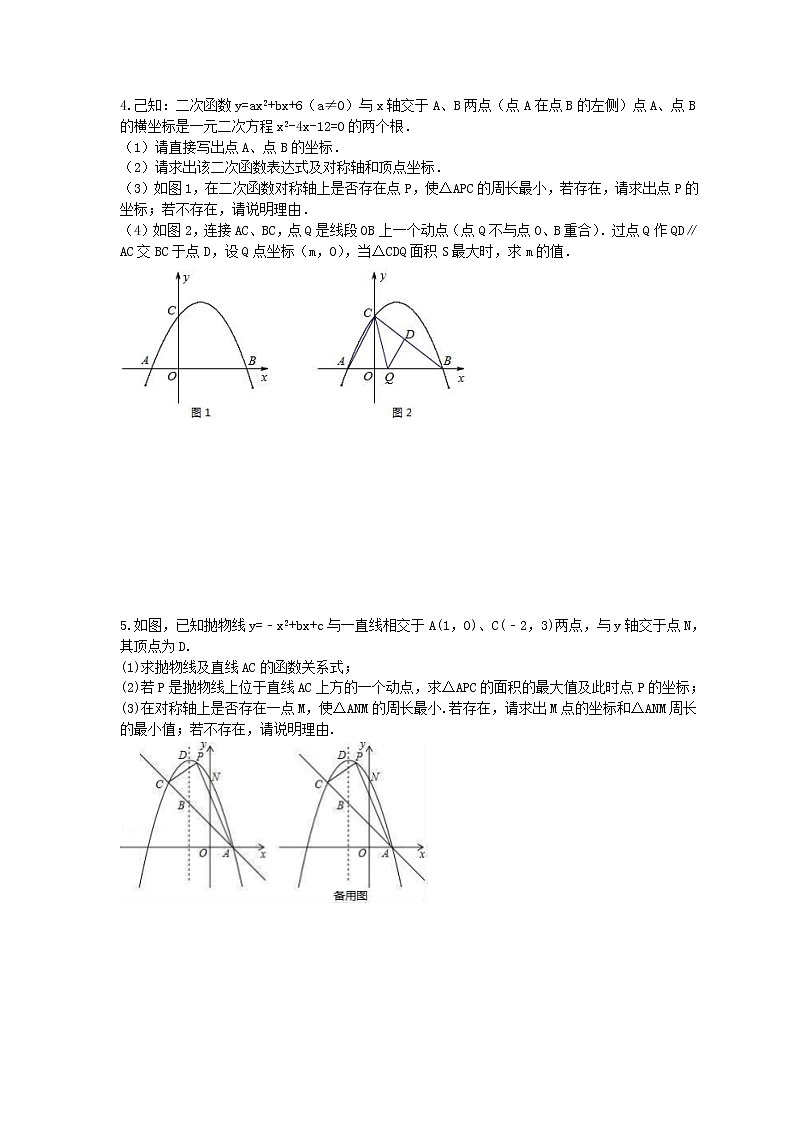 2023年中考数学二轮专题复习《二次函数压轴题-几何图形的周长与面积最值问题》（原卷版）第3页