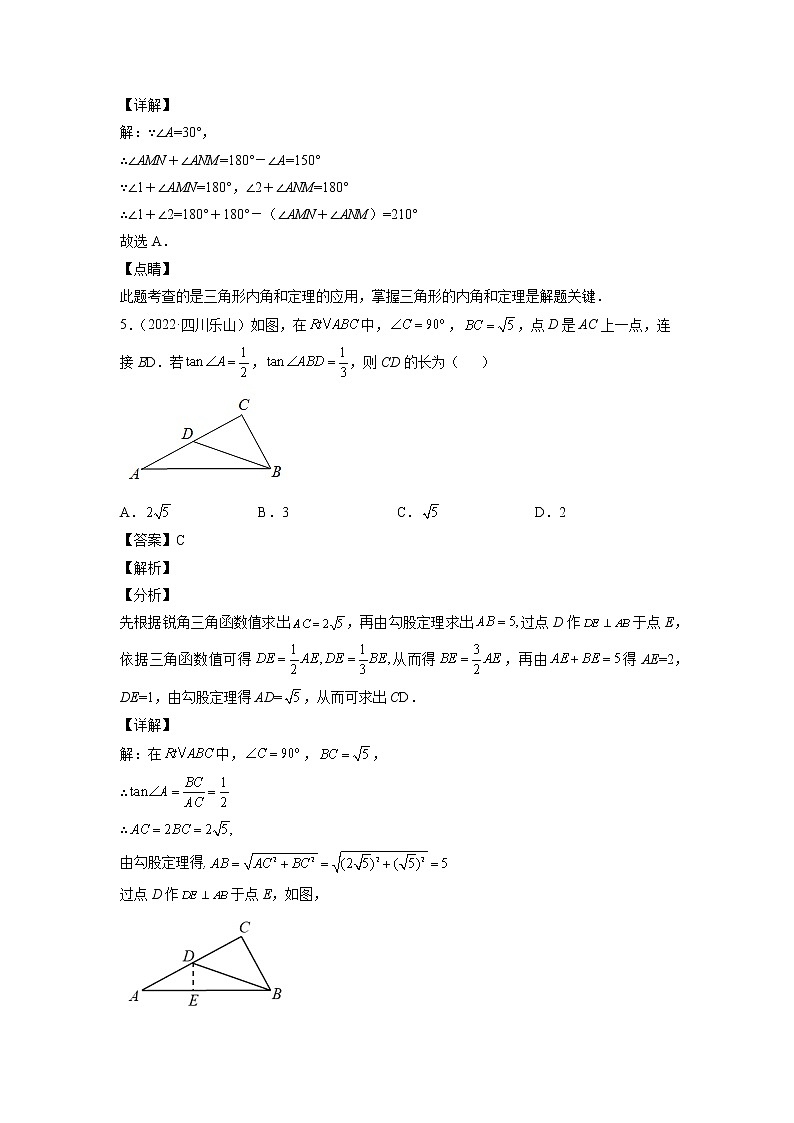 2023年中考数学复习专项专练专题12 三角形及答案(四川版)第3页