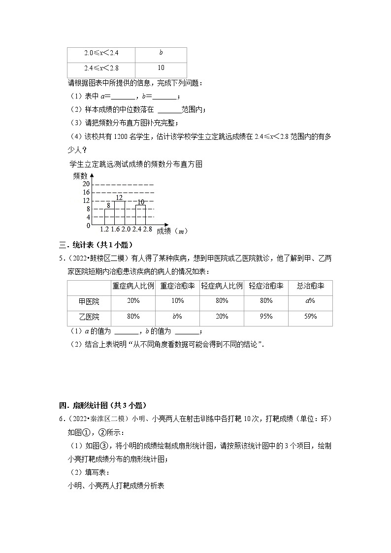 2023年中考数学一轮复习 模拟汇编第6讲 概率与统计(含答案)　第2页