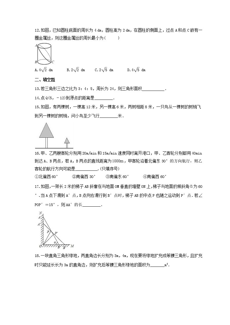 北师大版2023年中考数学一轮复习《勾股定理》单元练习（含答案）第3页