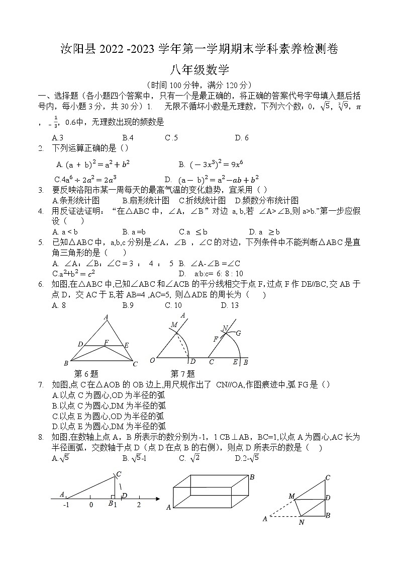 河南省洛阳市汝阳县2022-2023学年上学期八年级期末数学试题（含答案）第1页