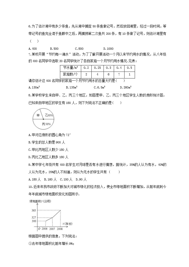 2023年浙教版中考数学一轮复习《数据与统计图表》单元练习（含答案）第2页