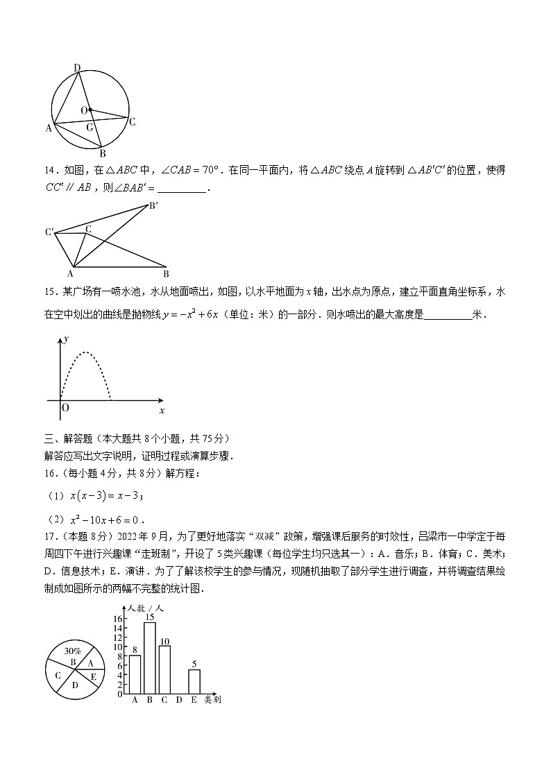 山西省吕梁市交口县2022-2023学年九年级上学期期末学业水平达标检测数学试题（含答案）第3页