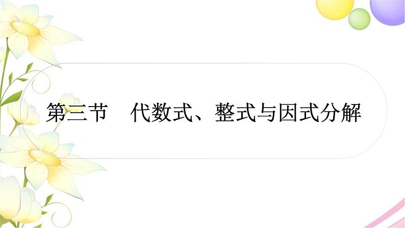 中考数学复习第一章数与式第三节代数式、整式与因式分解作业课件01