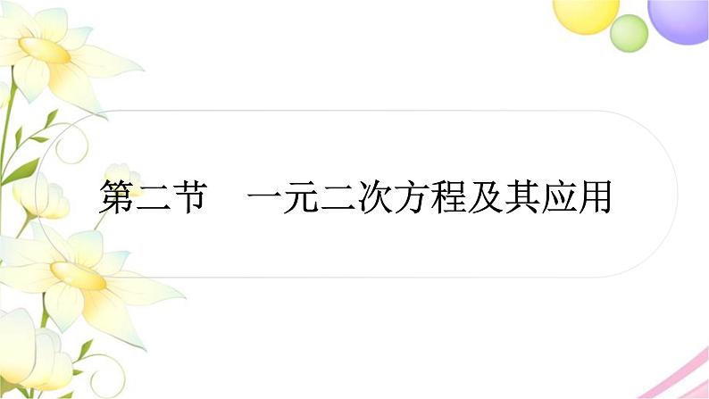 中考数学复习第二章方程(组)与不等式(组)第二节一元二次方程及其应用作业课件01