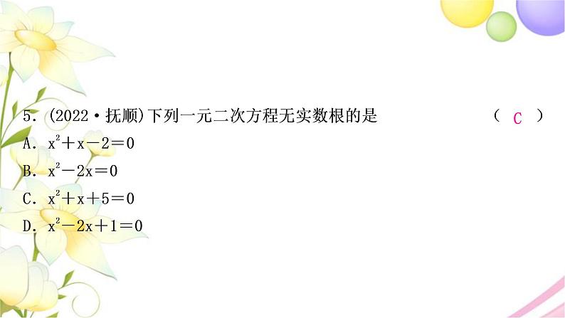 中考数学复习第二章方程(组)与不等式(组)第二节一元二次方程及其应用作业课件06