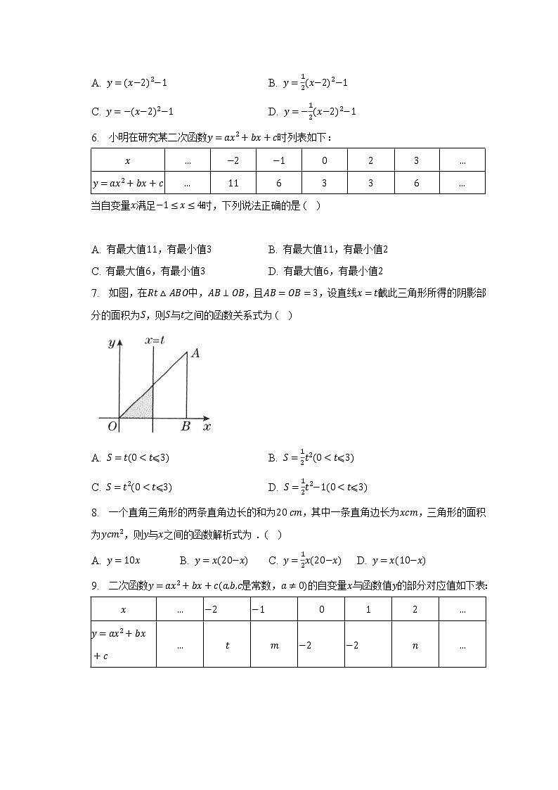 北师大版初中数学九年级下册第二单元《二次函数》（标准困难）（含答案解析） 试卷02