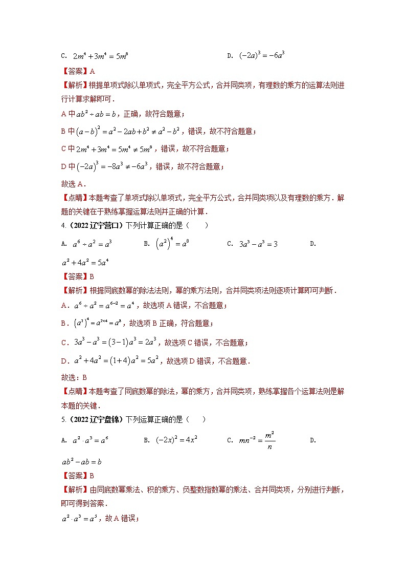 专题06 整式的加减乘除和幂的运算（解析版） 第2页