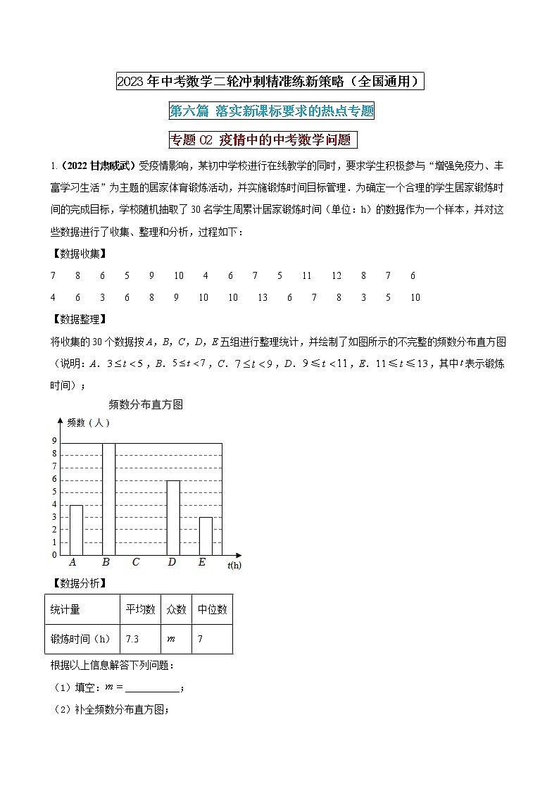 【中考二轮专题复习】2023年中考数学全国通用专题备考试卷——专题01 北京冬奥会与中考数学（原卷版+解析版）01