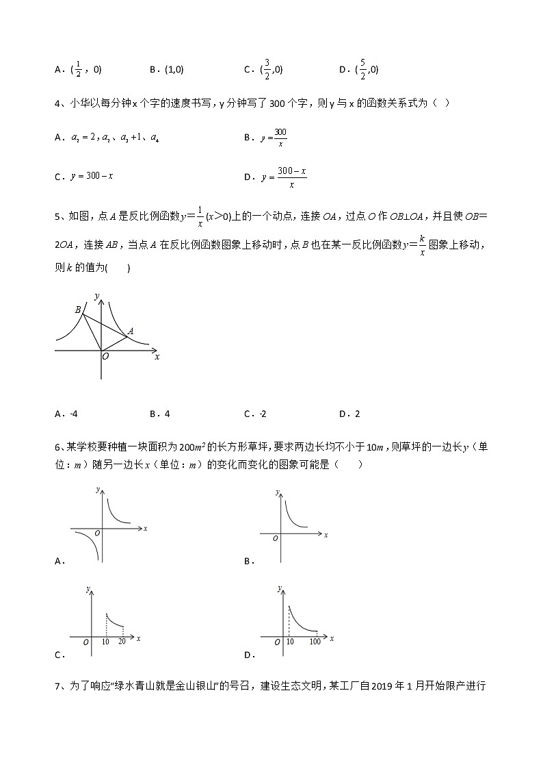 人教版九年级数学下册26.2实际问题与反比例函数强化练习（无答案）第2页