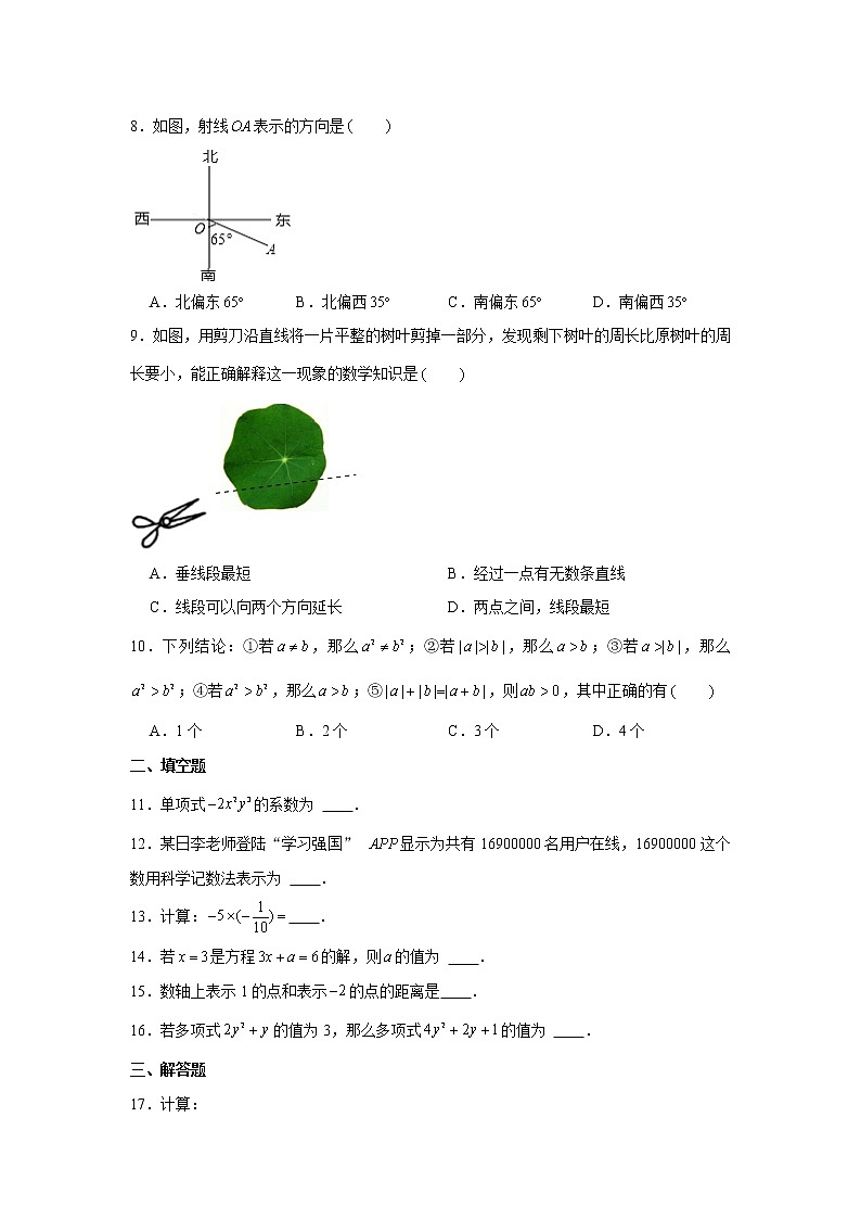 2022-2023学年湖南师大附中植基中学七年级（上）期末数学试卷02
