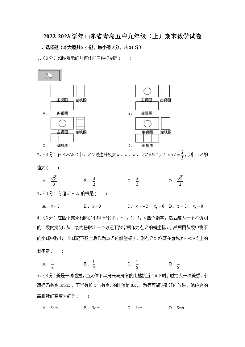 2022-2023学年山东省青岛五中九年级（上）期末数学试卷第1页