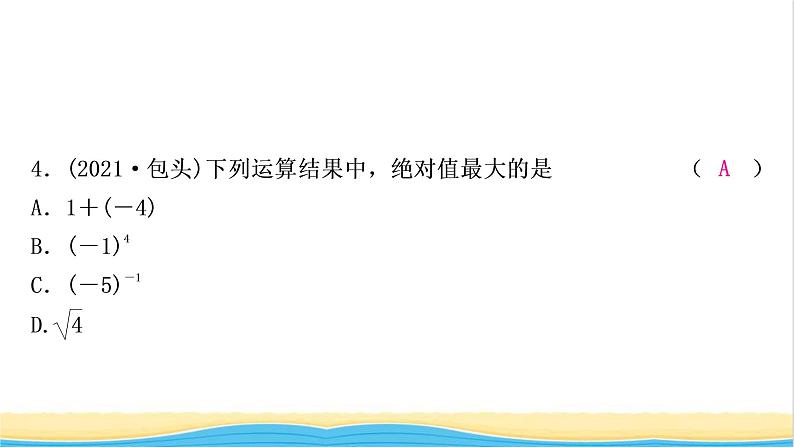 中考数学复习第一章数与式第一节实数作业课件第5页