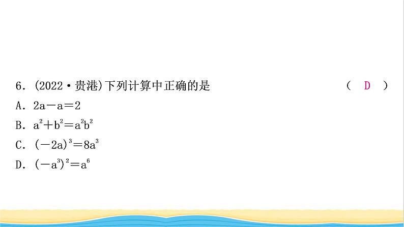 中考数学复习第一章数与式第三节代数式、整式与因式分解作业课件第7页