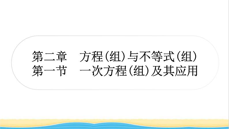 中考数学复习第二章方程(组)与不等式(组)第一节一次方程(组)及其应用作业课件第1页