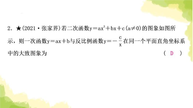 中考数学复习重难点突破二函数图象的分析与判断教学课件第7页