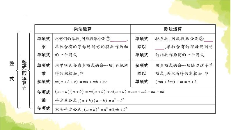 中考数学复习第一章数与式第三节代数式、整式与因式分解教学课件07