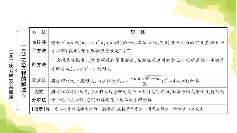 中考数学复习第二章方程(组)与不等式(组)第二节一元二次方程及其应用教学课件04