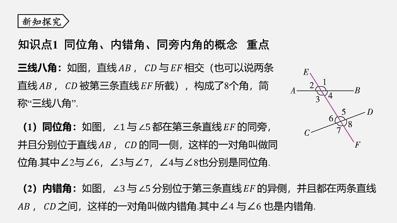 浙教版七年级数学下册课件 1.2 同位角、内错角、同旁内角第3页