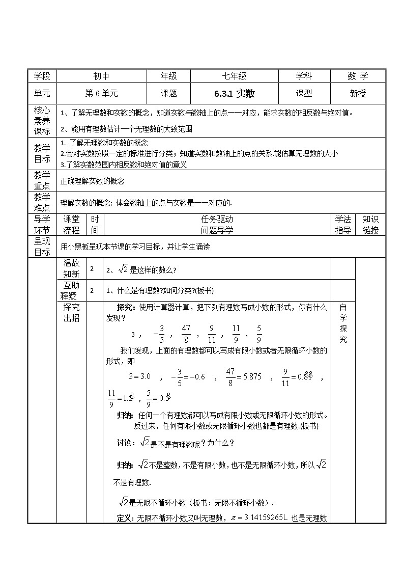6.3.1实数（教案+课件+作业）-2022-2023学年七年级数学下册同步精品课件（人教版）01
