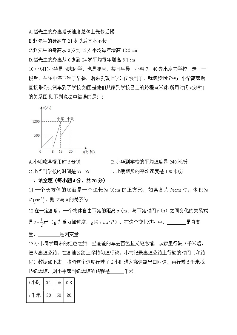 北师大版数学七年级下册单元检测卷 第三章 变量之间的关系（测基础）03