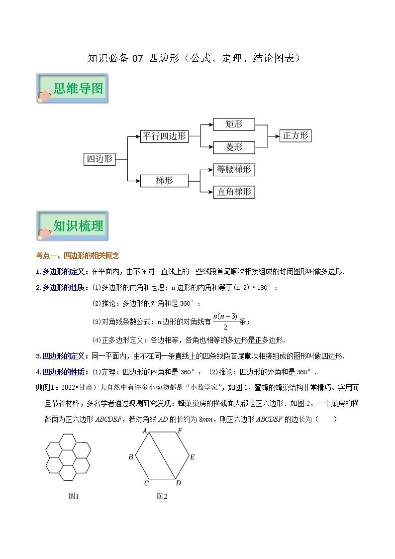 专题07 四边形——2023年中考数学必背知识点梳理第1页