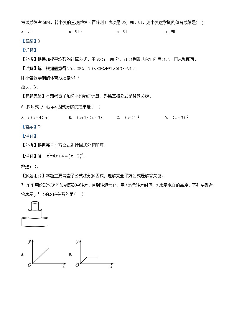 2022年广西河池市中考数学真题（教师版）03