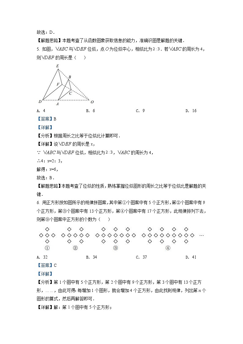 2022年重庆市中考数学真题（A卷）（教师版）03