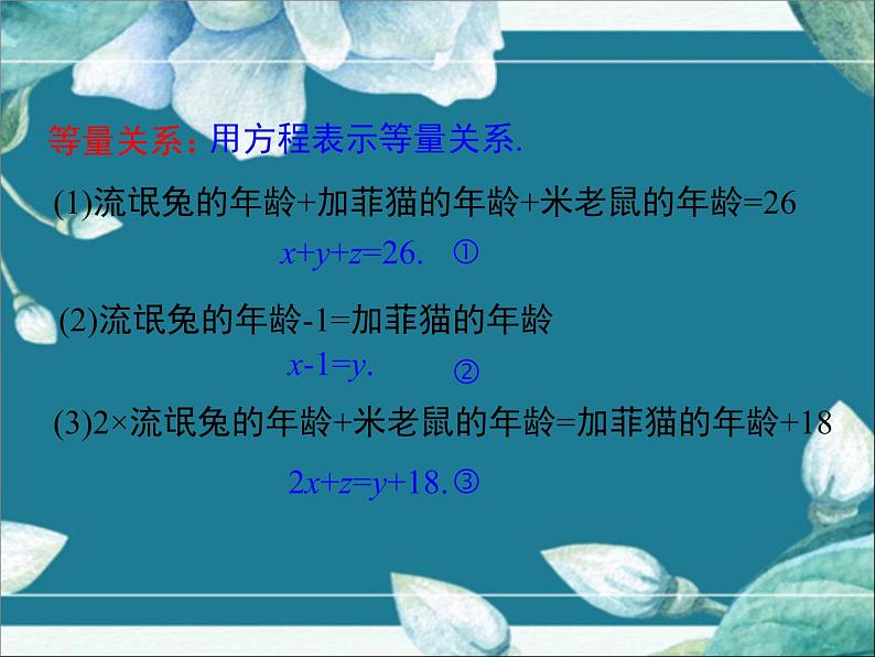 冀教版数学七年级下册 6.4 简单的三元一次方程组 课件06