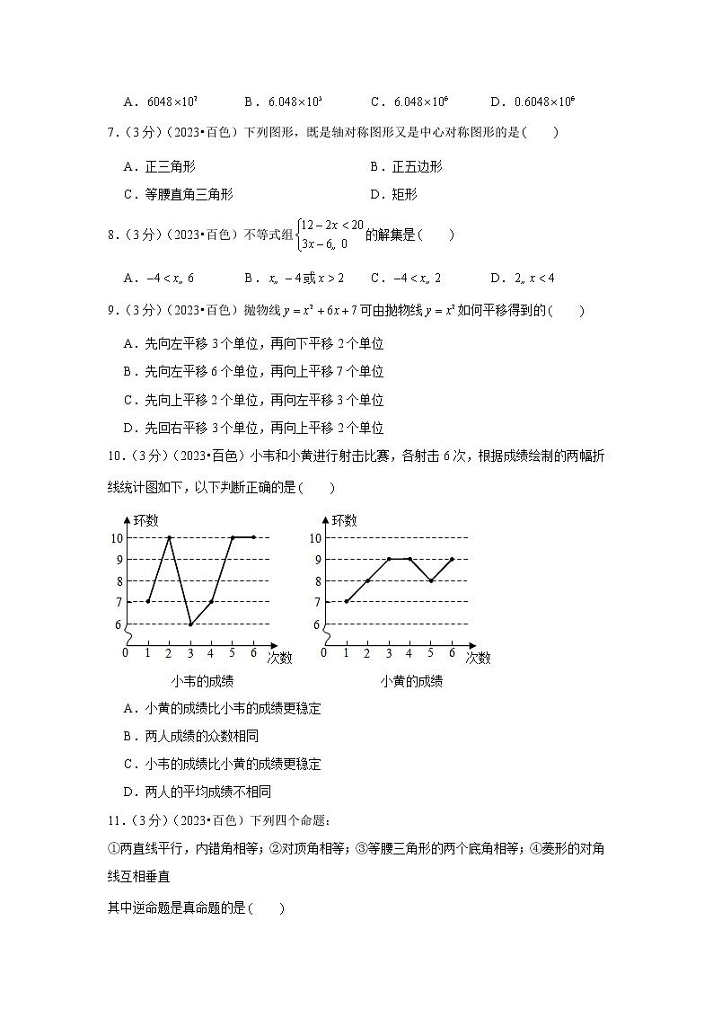 2023年广西百色市中考数学模拟试题及答案02