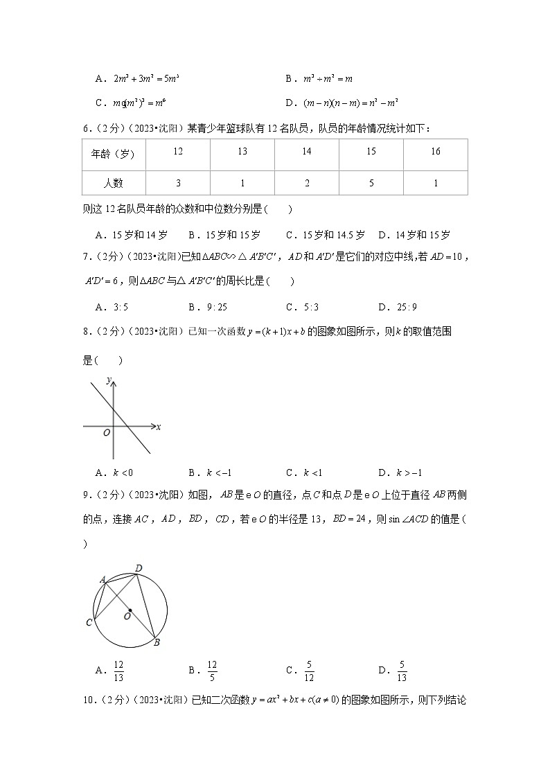 2023年辽宁省沈阳市中考数学模拟试题及答案02